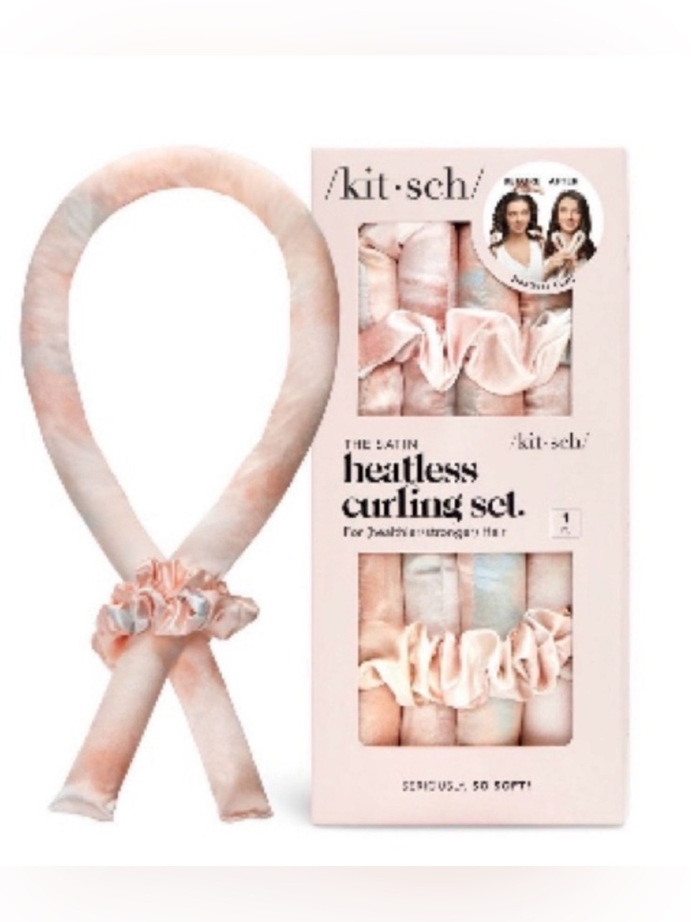 New Kitsch Satin Heatless Curling Set Flexible Construction Hair Roller 3pc